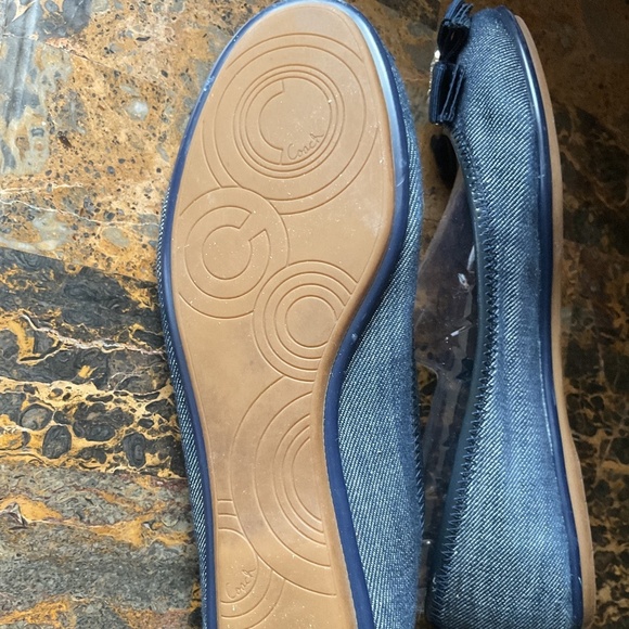 COACH BLUE DENIM TEXTILE BOW COACH DECOR BALLERINA FLAT SIZE US 8.5 - Picture 9 of 13